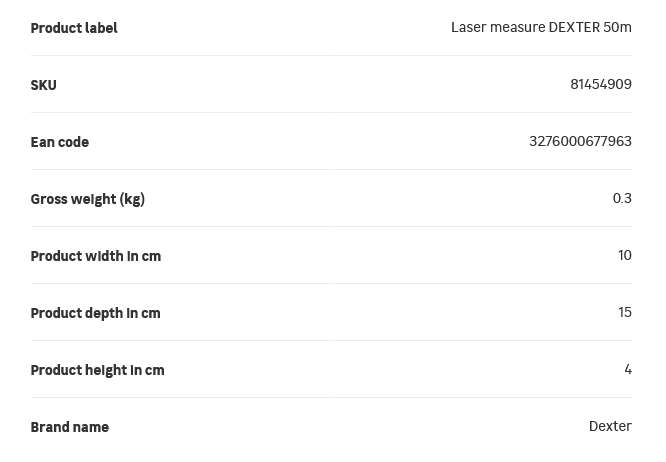 Dexter VM50  Laser Distance Measure  50m