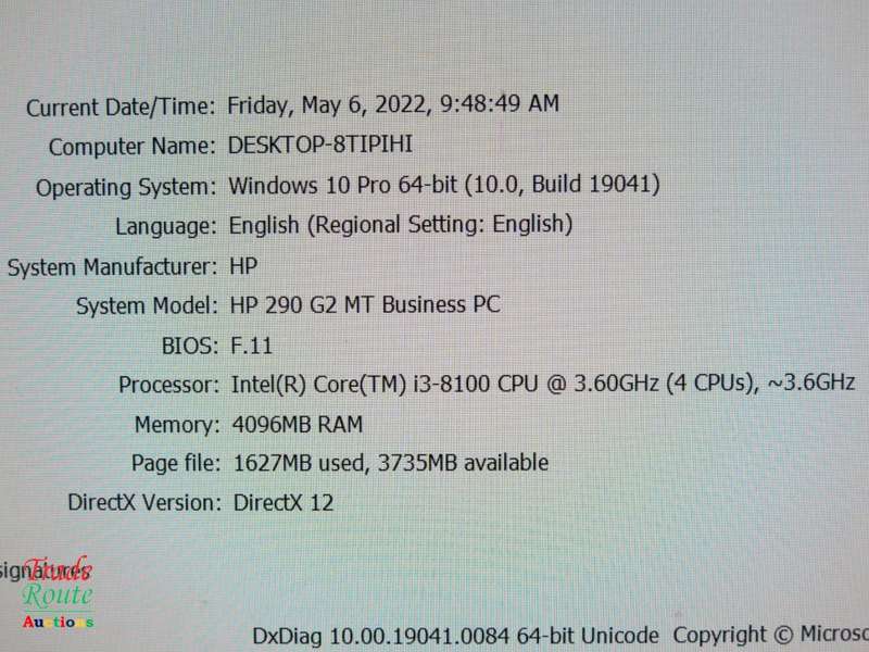 HP 290 G2 MT Desktop Computer | CORE i3 8100 8th Gen 3.6GHz | 4GB RAM | 500GB HDD