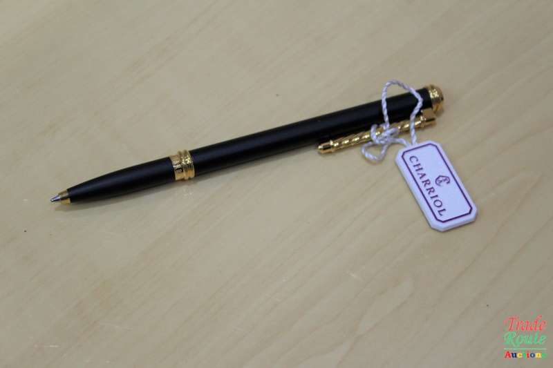 Charriol Celtic pen Soft black lacquered steel body, pink gold plated cap and clip