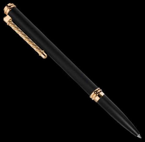 Charriol Celtic pen Soft black lacquered steel body, pink gold plated cap and clip