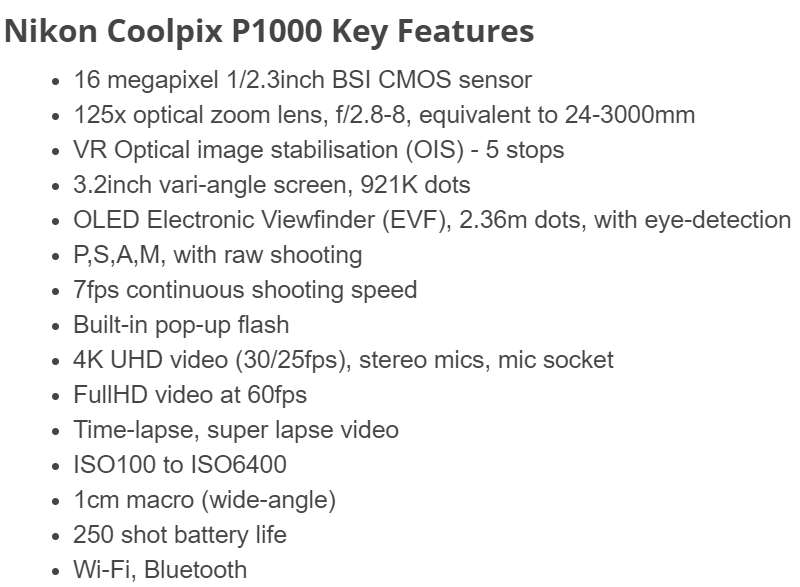 Nikon COOLPIX P1000 Digital Camera 4K Zoom Master - 3000mm optical zoom-the most powerful zoom lens
