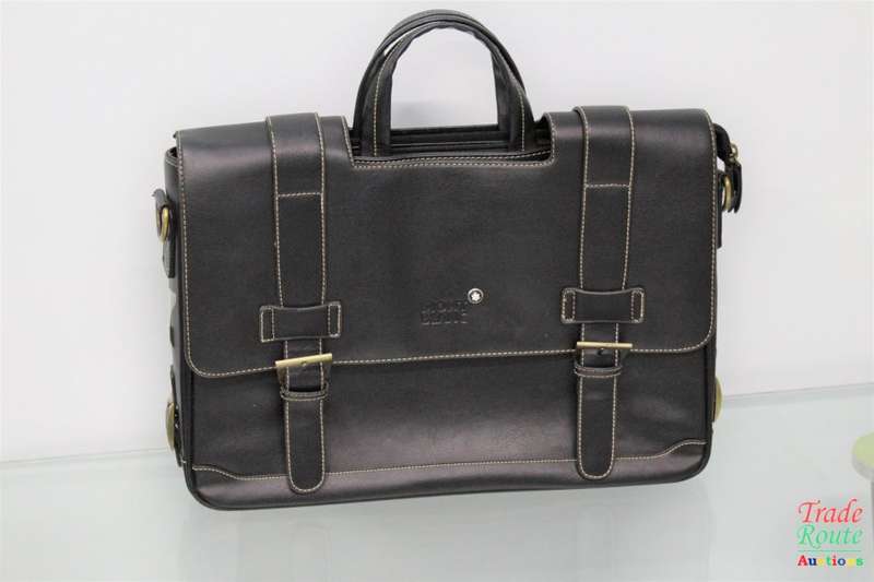 Montblanc Black Leather Briefcase/Document Case Laptop Bag for Gentleman [ MONT BLANC ]
