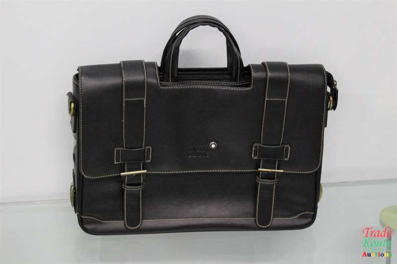 Montblanc Black Leather Briefcase/Document Case Laptop Bag for Gentleman [ MONT BLANC ]