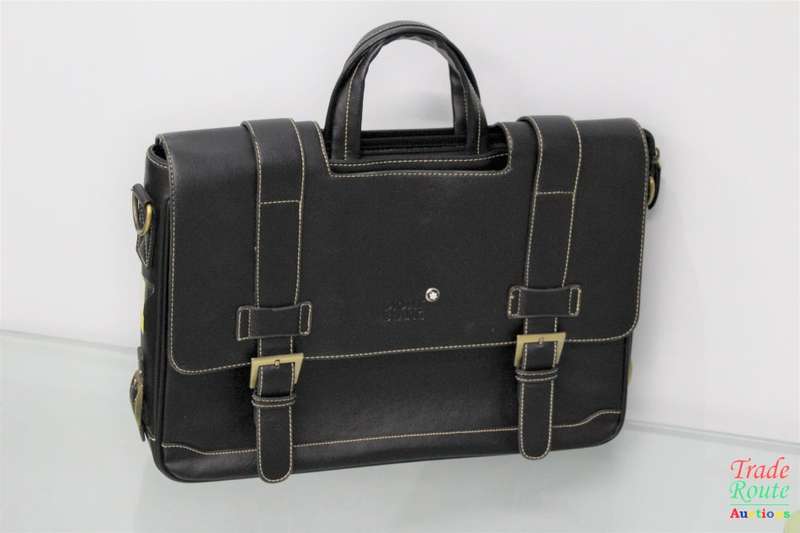 Montblanc Black Leather Briefcase/Document Case Laptop Bag for Gentleman [ MONT BLANC ]