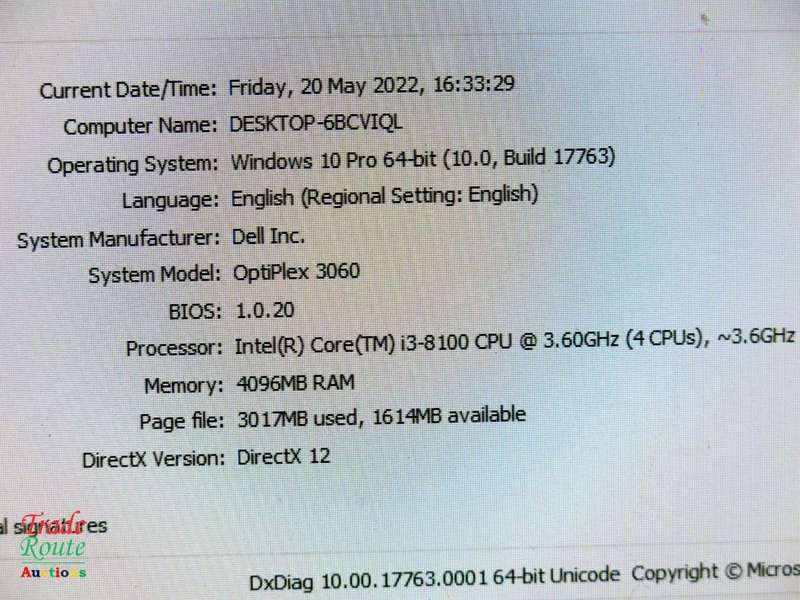 Dell OptiPlex 3060 MT (Mini Tower) Desktop PC | Core i3 8100 8th Gen 3.6Ghz | 4GB RAM | 1TB HDD