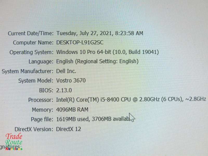 Dell Vostro 3670 Tower Desktop PC Computer - Core i5 8400 2.8Ghz 8th Gen - 4GB RAM - 1TB HDD