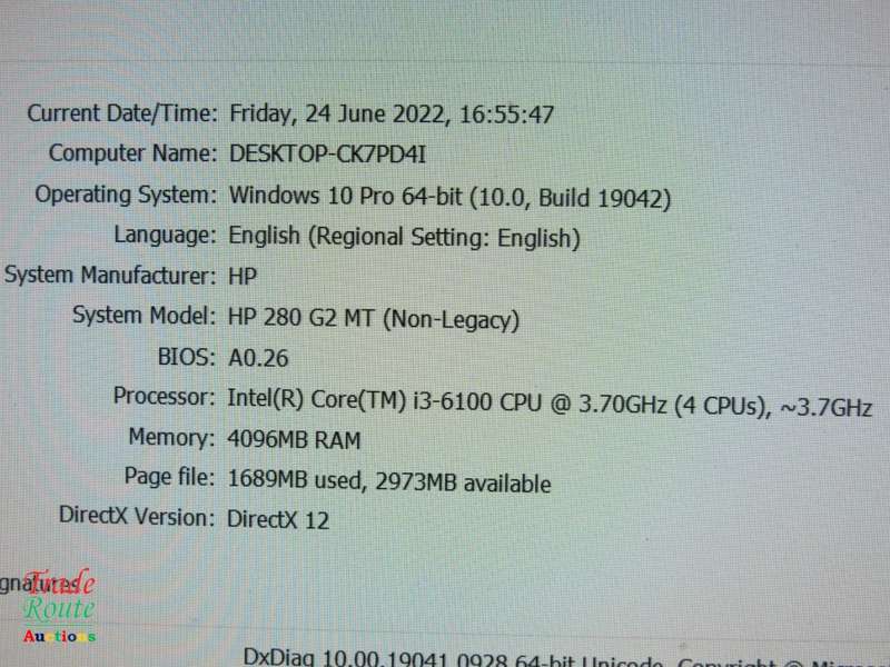 HP 280 G2 Microtower Desktop Computer | CORE i3 6100 6th Gen 3.7GHz | 4GB RAM | 500GB HDD