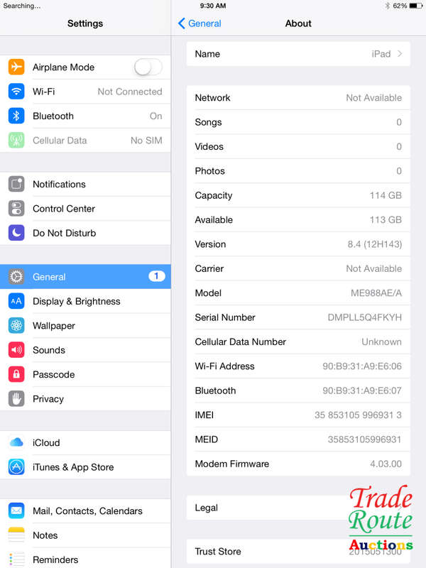 Apple iPad Air 9.7-inch | ME988AE/A | 128GB | WiFi + 4G CELLULAR | A1475 | RETINA DISPLAY