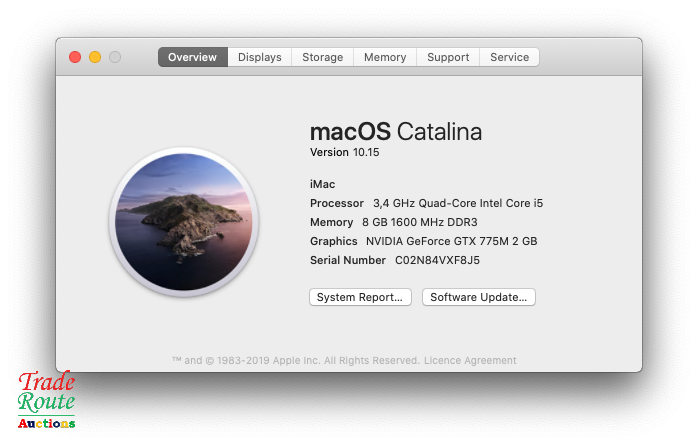 Apple iMac 27 inch Core i5 3.4GHz 8GB RAM 1TB HDD Ultraslim Nvidia GeForce GTX 2GB Graphics