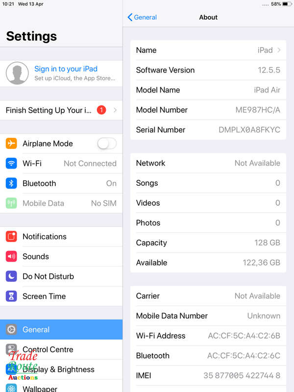 Apple iPad Air 9.7-inch | ME987AE/A | 128GB | WiFi + 4G CELLULAR | A1475 | RETINA DISPLAY