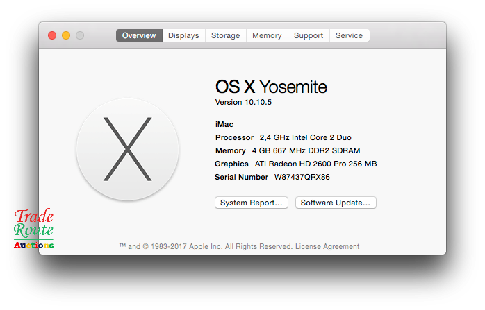 iMac 20-Inch "Core 2 Duo" 2.4Ghz - All in One COMPUTER Desktop - 4GB RAM - 320GB HDD