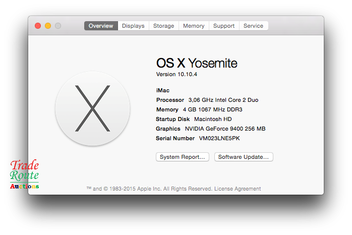 Apple iMAC | 21.5 INCH | Core 2 Duo 3.06Ghz | 4GB RAM | 500GB HDD - Nvidia Geforce Graphics