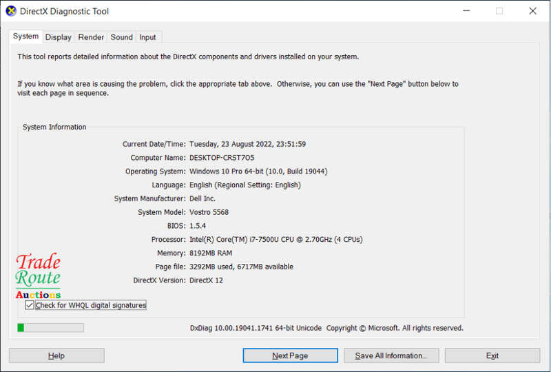 Dell Vostro 5568 15.6` LAPTOP | Intel Core i7 7th Gen | 8GB | 250GB | Nvidia 940MX 4GB | LOW BATTERY