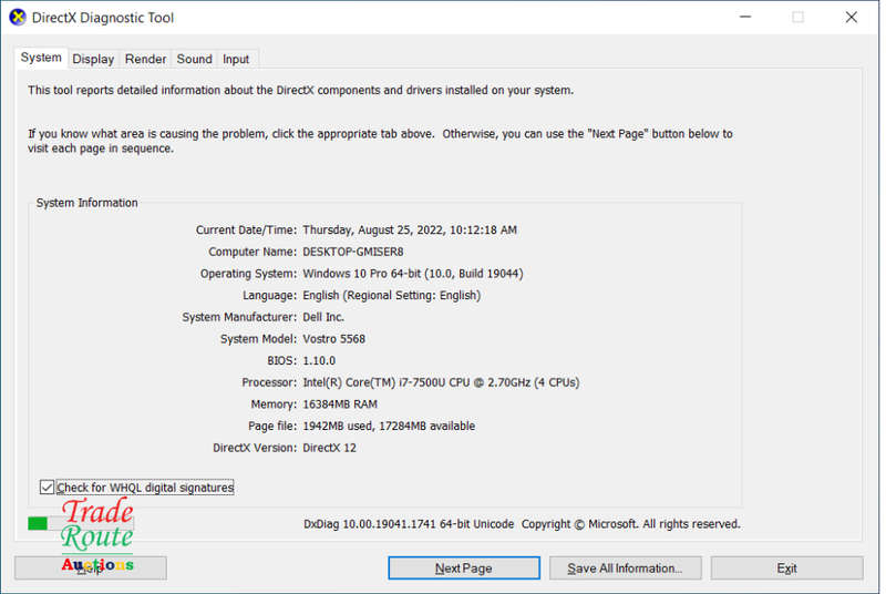Dell Vostro 5568 15.6` LAPTOP Core i7 7500U 7th Gen 2.7GHz 16GB RAM 250GB SSD [ FAULTY BATTERY ]