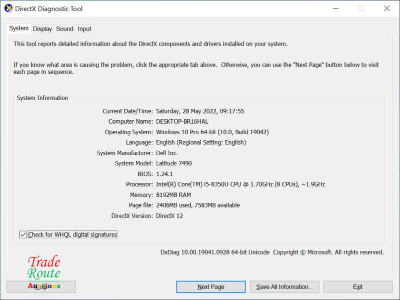 Dell Latitude 7490 Touch Screen Laptop Core i5 8350U 8th Gen 8GB 128GB 14` Full HD (1920x1080)