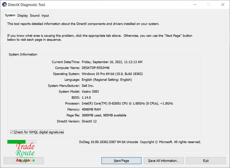 Dell Vostro 3583 LAPTOP | Intel Core i5 8265U 8th Gen 1.8GHz | 4GB RAM | 1TB HDD | 15.6` LAPTOP