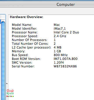 iMac 20-Inch `Core 2 Duo` 2.4Ghz - All in One COMPUTER Desktop - 1GB RAM - 320GB HDD