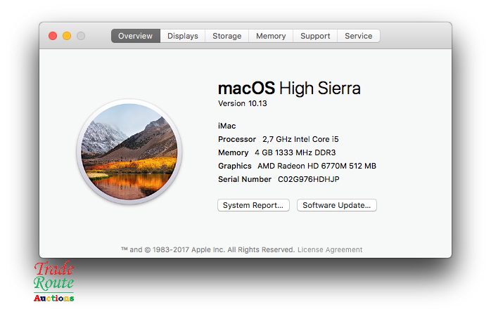 Apple iMAC | 27 INCH | Core i5 2.7GHz 4GB RAM 1TB HDD | All In One Desktop Computer