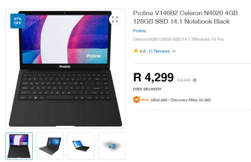 Proline V146B2 Celeron N4020 4GB 128GB SSD 14.1 Notebook [BRAND NEW SEALED BOX]