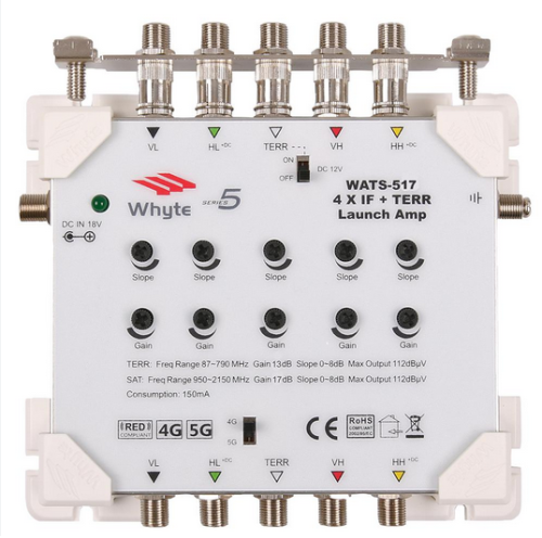 WHYTE WATS-517 Series 5 5-Wire Launch Amplifier, 17dB SAT Gain