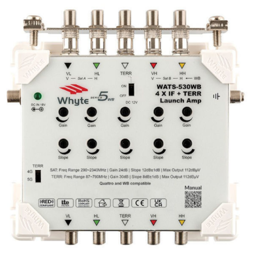 WHYTE WATS-517 Series 5 5-Wire Launch Amplifier, 17dB SAT Gain