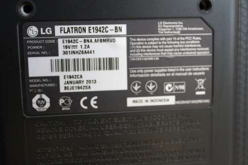 LG E1942C-BN 19 inch LED Wide Screen Monitor [ NO POWER ADAPTER INCLUDED ] TESTED WORKING