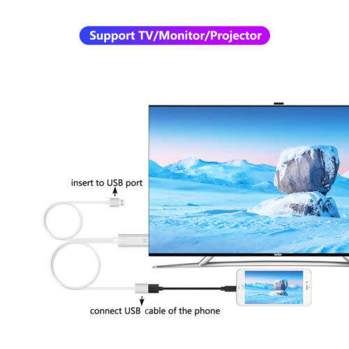 PowerUp USB to HDMI Digital converter Cable - ScreenShare Apple or Android phone Tablet to TV