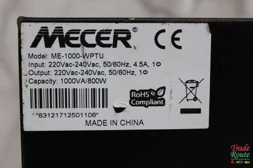 Mecer 1000VA On-Line Tower UPS (ME-1000-WPTU)  [ Salvage Stock - No Power] For Spares or Repair