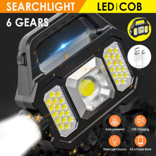 Solar Charging Lamp Solar LED COB Camping Flashlight USB Rechargeable with Powerbank 2205A