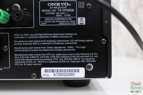 Onkyo 7.1CH AV Receiver 130W/CH - TX-SR505E Salvage stock