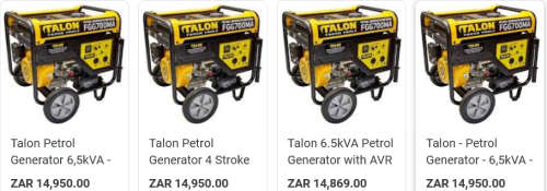 Talon Petrol Generator 6,5kVA 6500W - FGG700MA 13hp petrol engine 4-stroke R14K [COLLECTIONS ONLY]