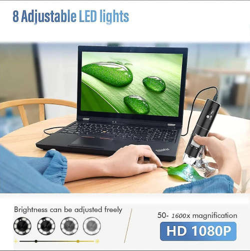 1600X Zoom Digital Microscope with 8 X LED Lights - 50X to 1600X magnification