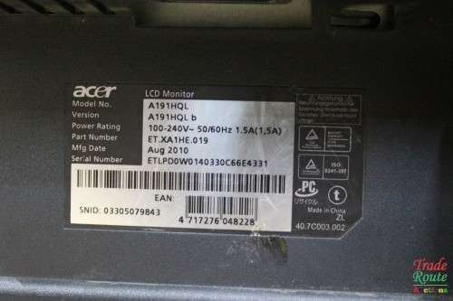 Acer A191HQL 19` Widescreen LED TFT Monitor - Computer Display