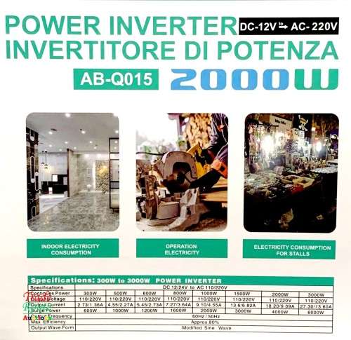 2000W INVERTER 12v DC to AC Inverter - Aerbes AB-Q015