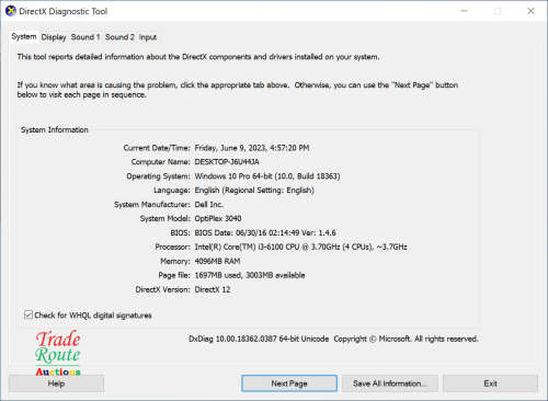 Dell OptiPlex 3040 MINI TOWER DESKTOP PC | Core i3 6100 6th Gen 3.7Ghz | 4GB RAM | 500GB HDD PC