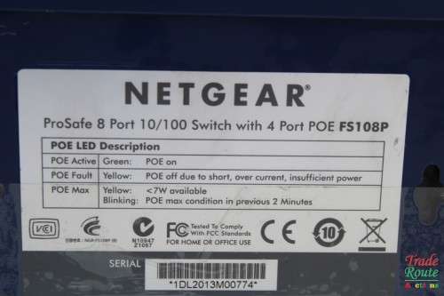 NETGEAR FS108P ProSafe 8 port 10/100 switch with 4 ports PoE for Spares / Repair
