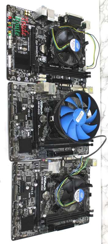 3 X Computer Motherboards Assorted + 3 x Processors (Core i5 + Pentium + Celeron)  [salvage stock]