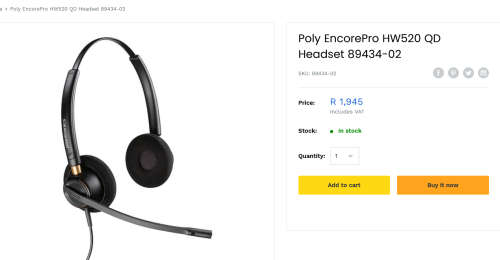 Plantronics Poly EncorePro HW520 Binaural Windeband Headset (For Call Centres / Contact Centres)
