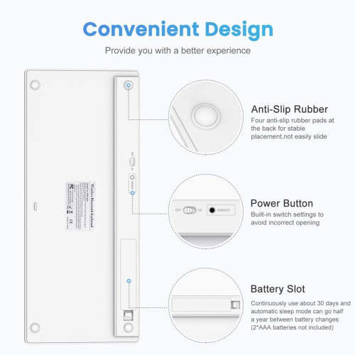 Ultra-thin Wireless Bluetooth Keyboard for iPad, Samsung, Huawei, Xiaomi, Tablet PCs or Smartphones