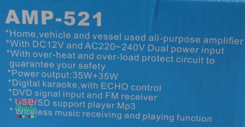 AFR Digital Audio Amplifier AMP-521 FM RADIO - USB - SD CARD - 12V DC / 220V AC