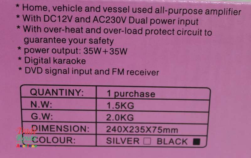 AFR Digital Audio Amplifier AMP-550 FM RADIO - USB - SD CARD - 12V DC / 220V AC