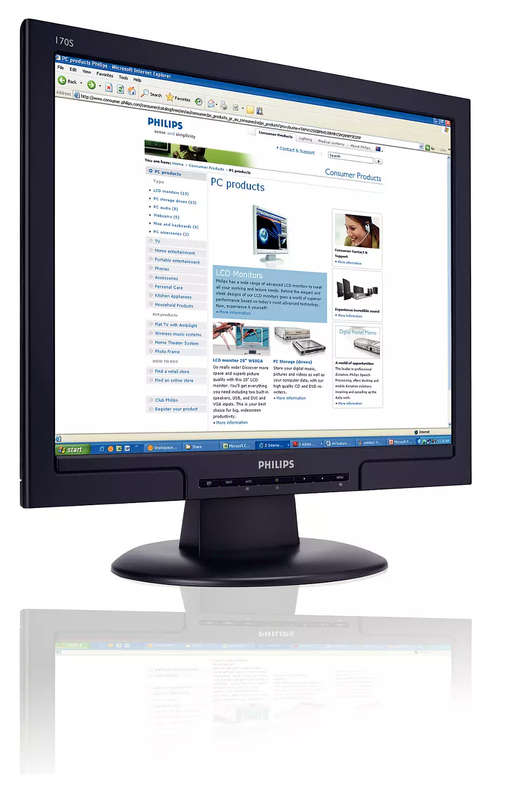 Philips 17-inch 170S 1280 x 1024 LCD Monitor Black - 170S8FB  Computer Monitor [DVI & VGA PORTS]