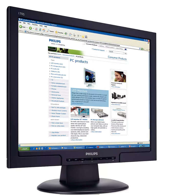 Philips 17-inch 170S 1280 x 1024 LCD Monitor Black - 170S8FB  Computer Monitor [DVI & VGA PORTS]