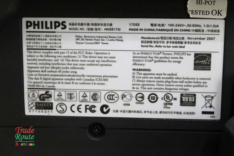 Philips 17-inch 170S 1280 x 1024 LCD Monitor Black - 170S8FB  Computer Monitor [DVI & VGA PORTS]