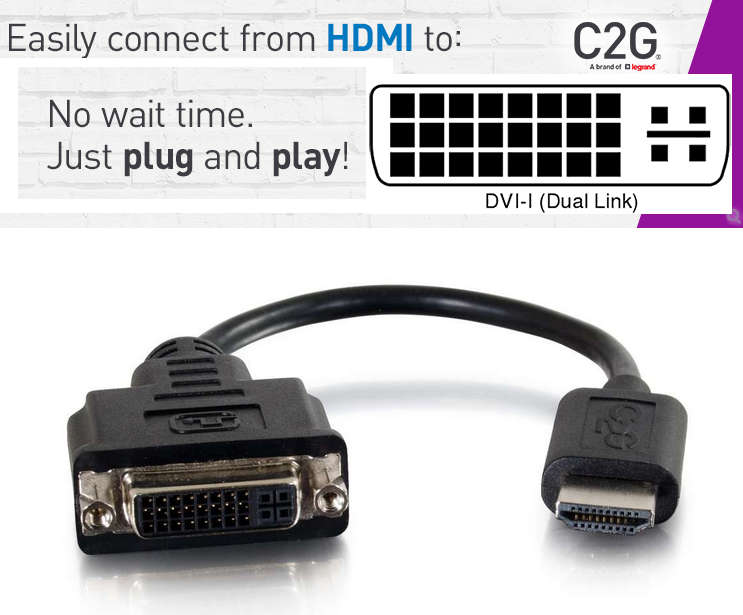 HDMI® Male to Single Link DVI-D Female Adapter Converter Dongle