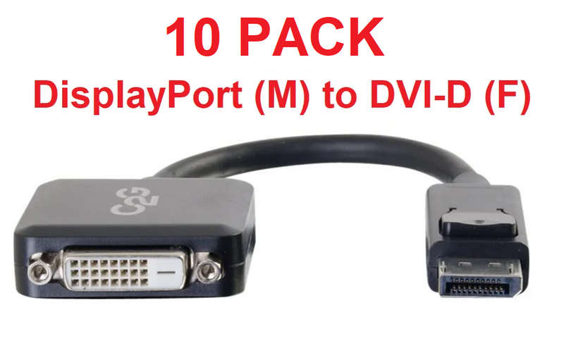 10 Pcs x DisplayPort to DVI-D Active Cable Adapter Converter  DisplayPort (M) to DVI-D (F)