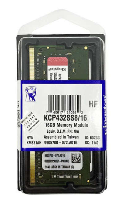 Kingston 16GB DDR4 RAM Laptop Memory 3200Mhz KCP432SS8/16