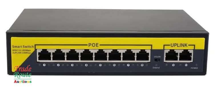 10 PORT POE network cable powered Switch Hub 100Mbps PoE Ethernet 10/100 8 Channel Switch