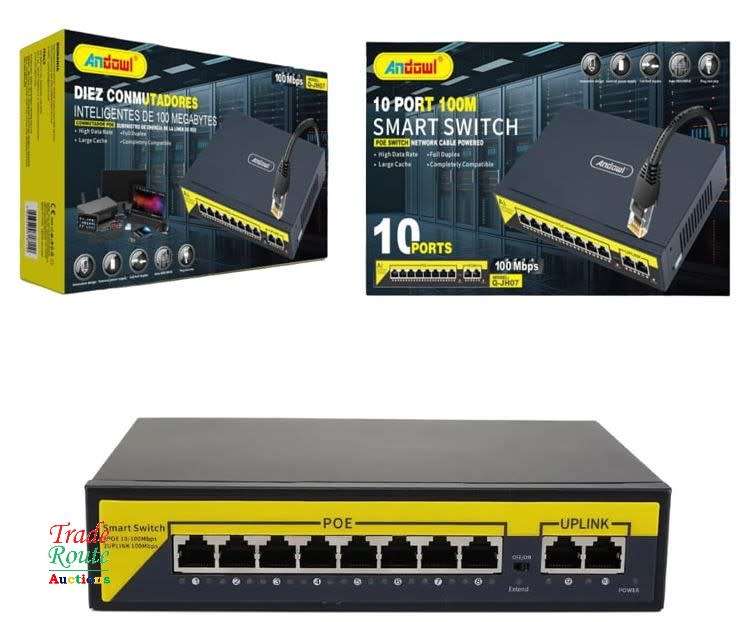 10 PORT POE network cable powered Switch Hub 100Mbps PoE Ethernet 10/100 8 Channel Switch