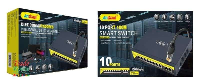 10 PORT POE network cable powered Switch Hub 100Mbps PoE Ethernet 10/100 8 Channel Switch